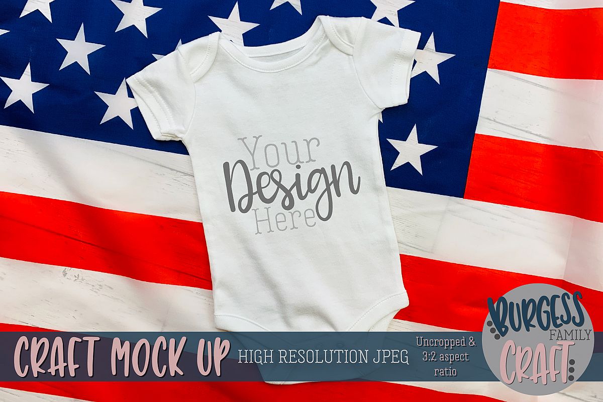 Patriotic USA baby bodysuit Craft mock up | High Res JPG example image 1