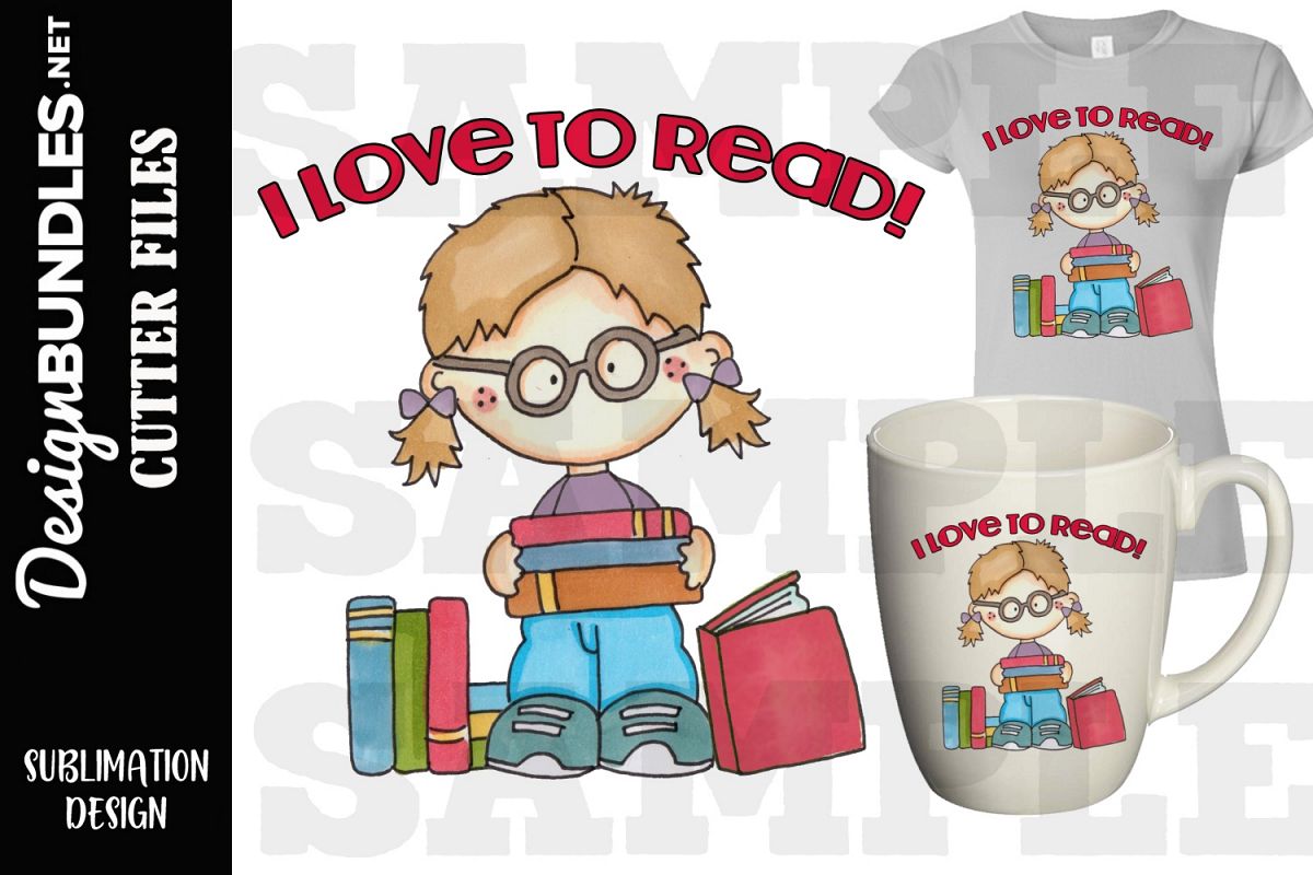 I Love To Read Sublimation Design example image 1