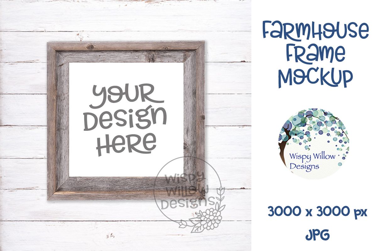 Square Farmhouse Photo Frame Mockup example image 1