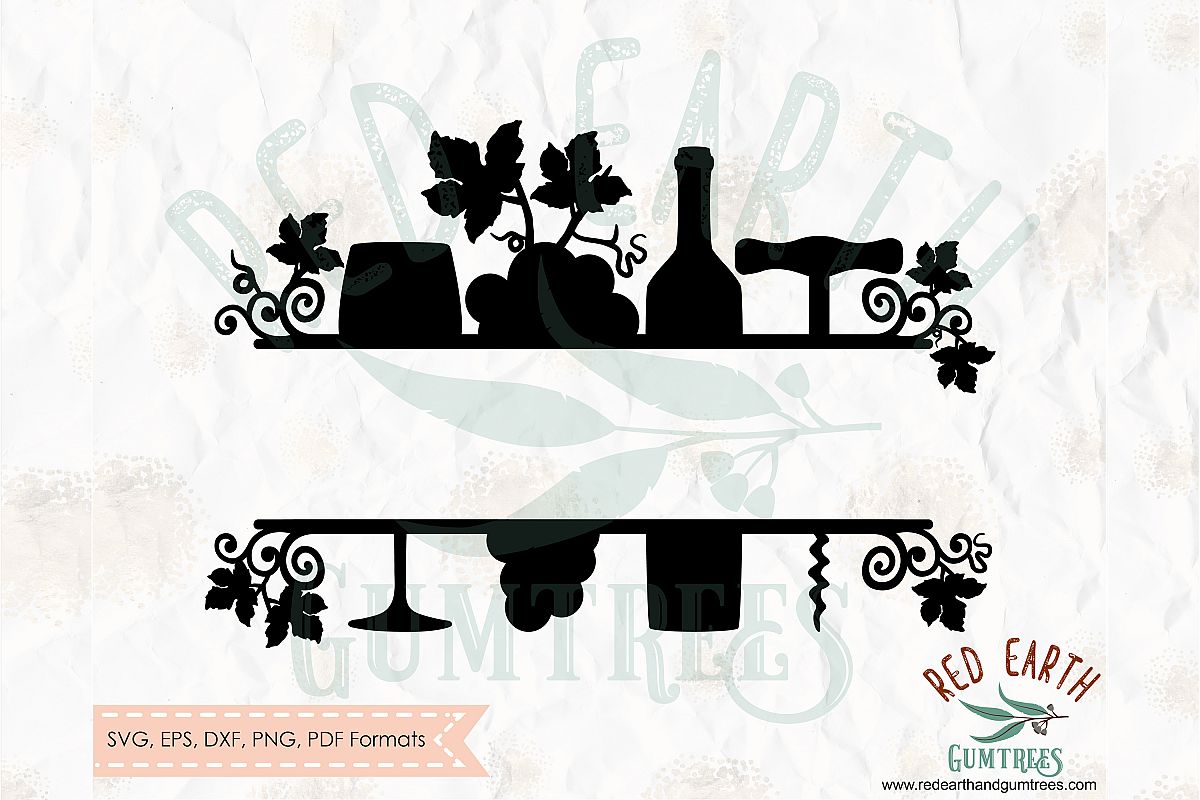 Download Wine split monogram frame decal, wine lover SVG,DXF,PNG,EPS