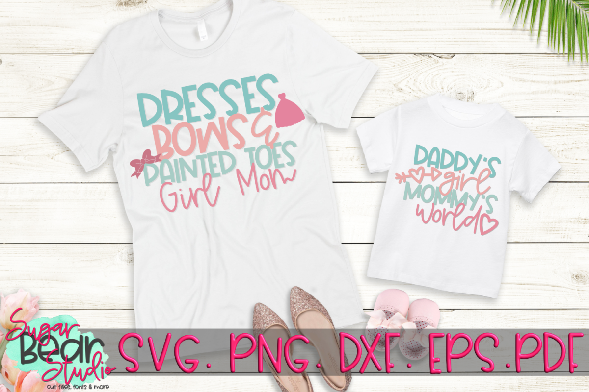 Mommy & Me - Girl SVG Set / Dresses, Bows, Painted Toes example image 1