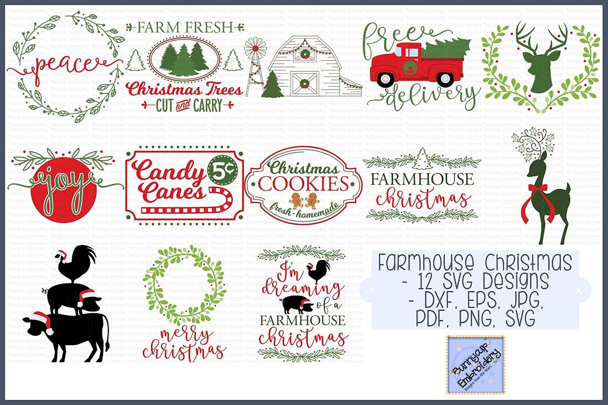Farmhouse Christmas 13 SVG Clipart Printables