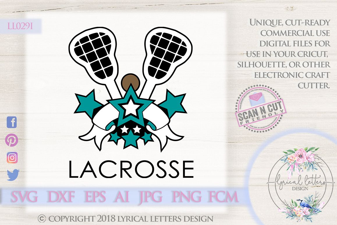 Lacrosse Sports Banner with Stars SVG DXF FCM LL029I example image 1