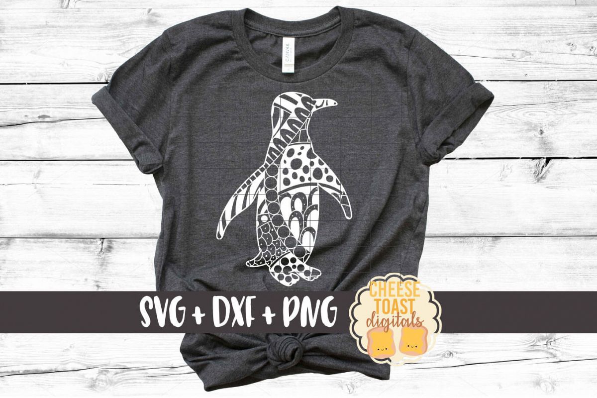 Penguin - Zen Doodle Art - Animal SVG PNG DXF Files example image 1