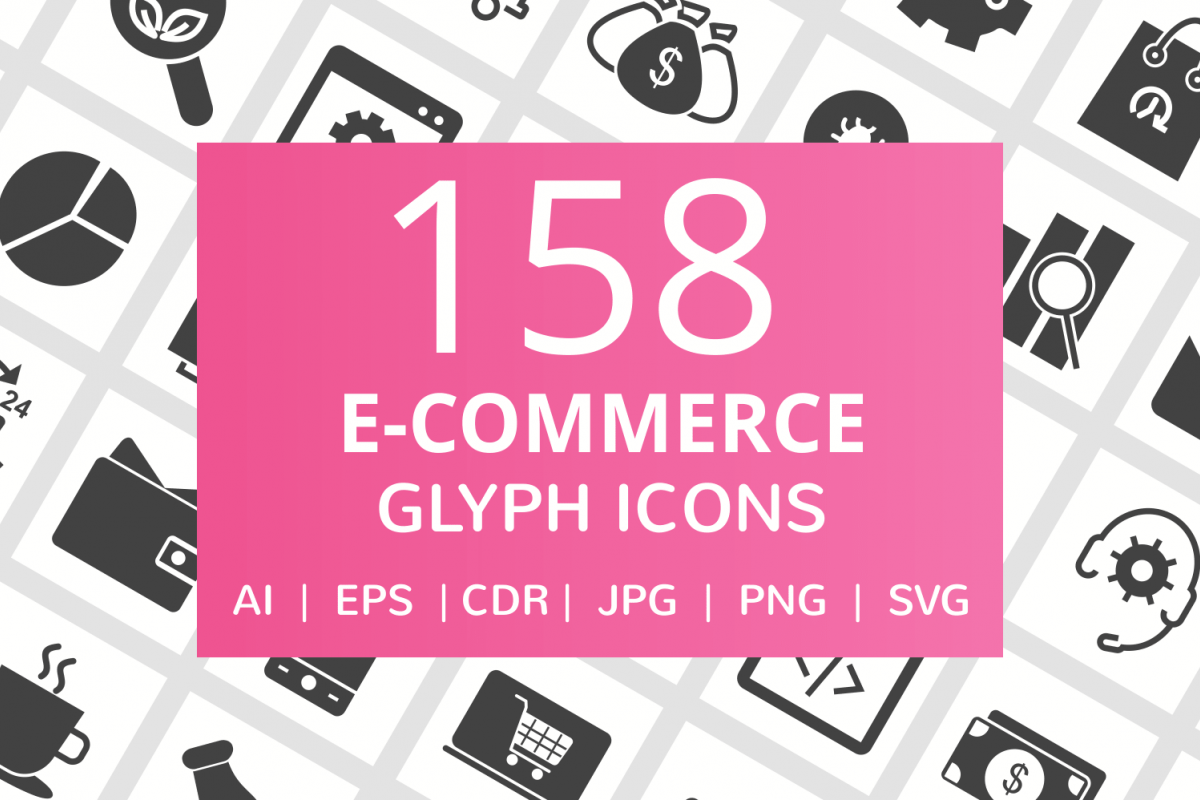 158 E-Commerce Glyph Icons example image 1