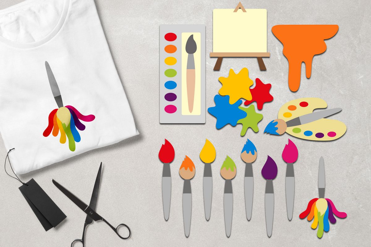 Art supplies - Painting, brush paint, canvas, palette example image 1