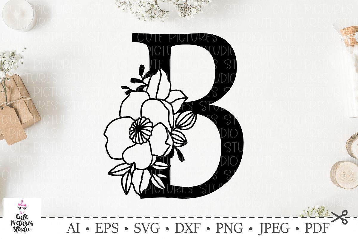 Botanical alphabet svg. Floral letter svg. Bundle SVG, DXF example image 1