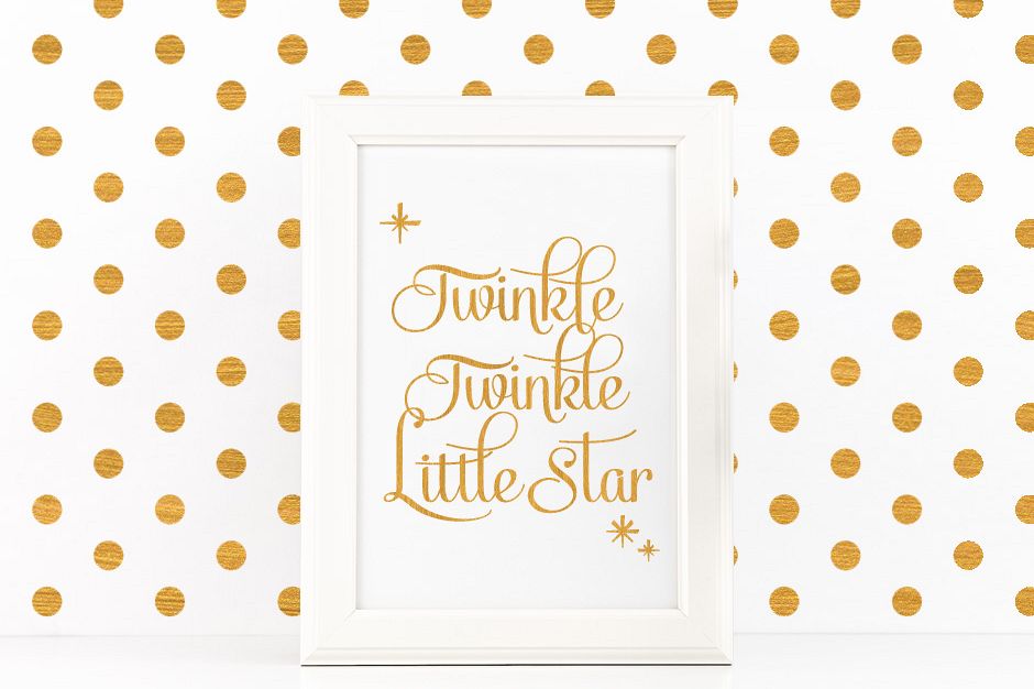Twinkle Twinkle Little Star Quote Printable Poster Romantic Quote in Gold + SVG files example image 1