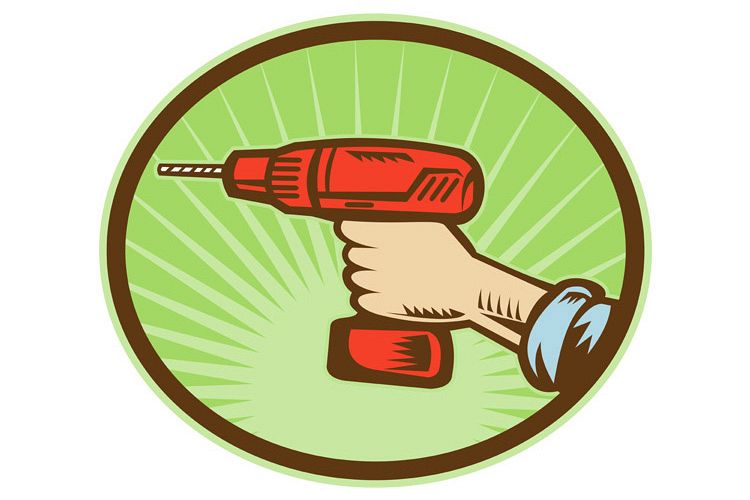 Hand holding a cordless drill side view example image 1