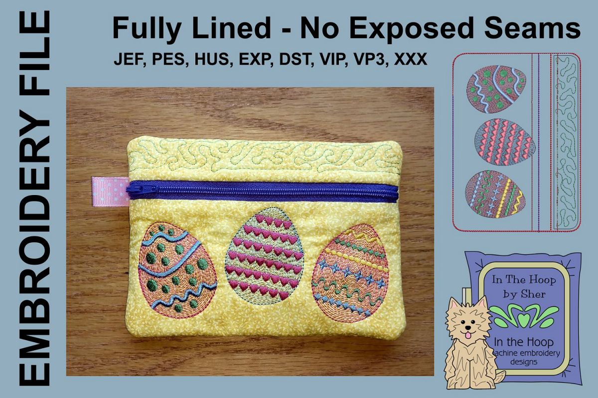 ITH Easter Eggs Zipper Bag - Fully Lined, 5X7 HOOP example image 1