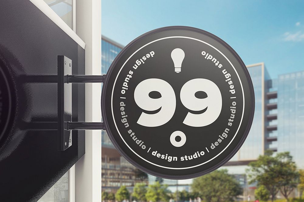 Building Advertising Round Sign Mockup example image 1