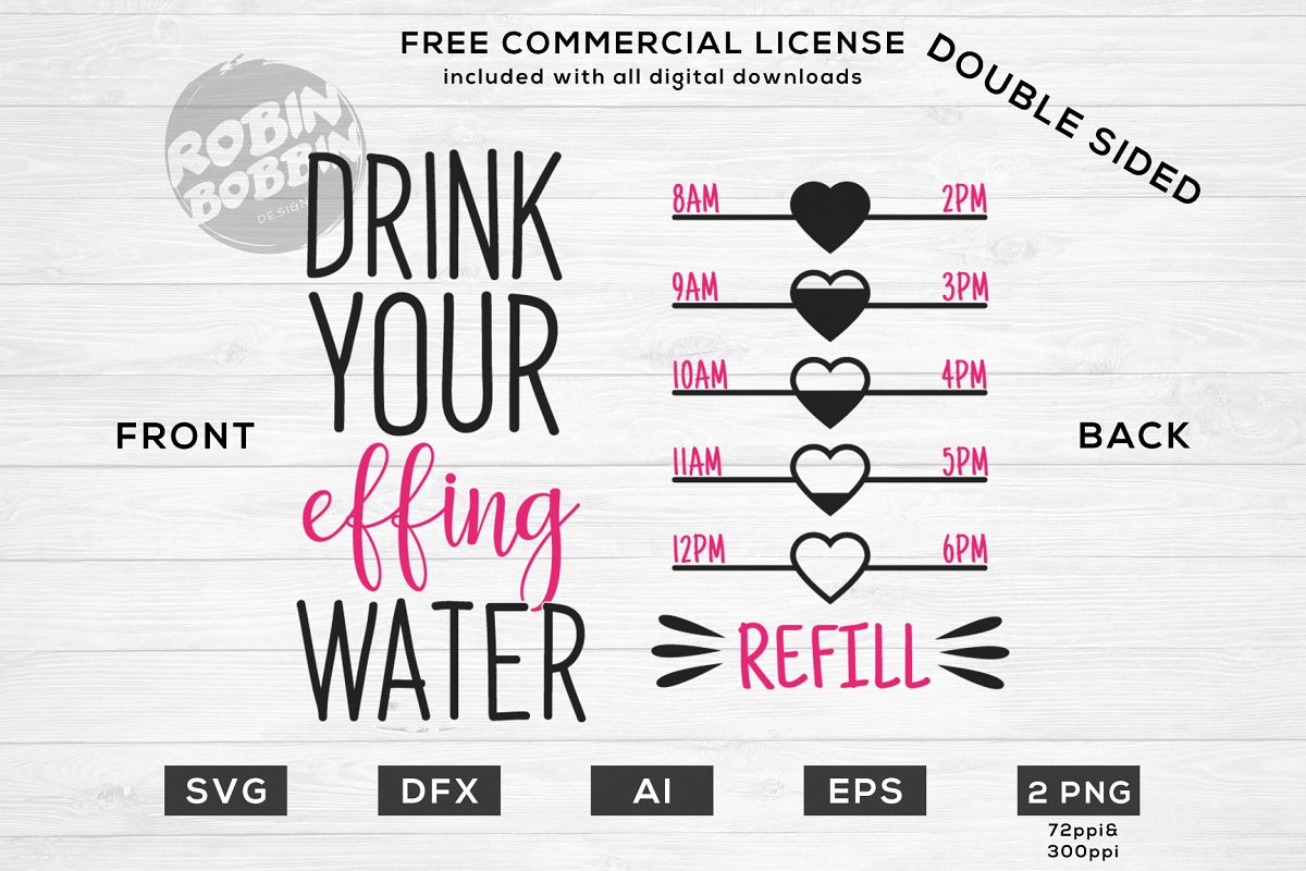Drink Your Effing Water - Double Sided Water Bottle Tracker example image 1