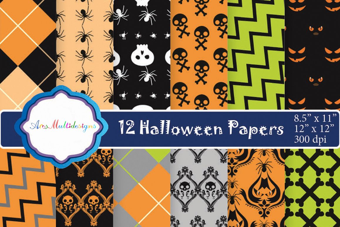 halloween digital paper / halloween clipart / high quality digital paper / 300 dpi in 2 different size / halloween patterns / JPG example image 1