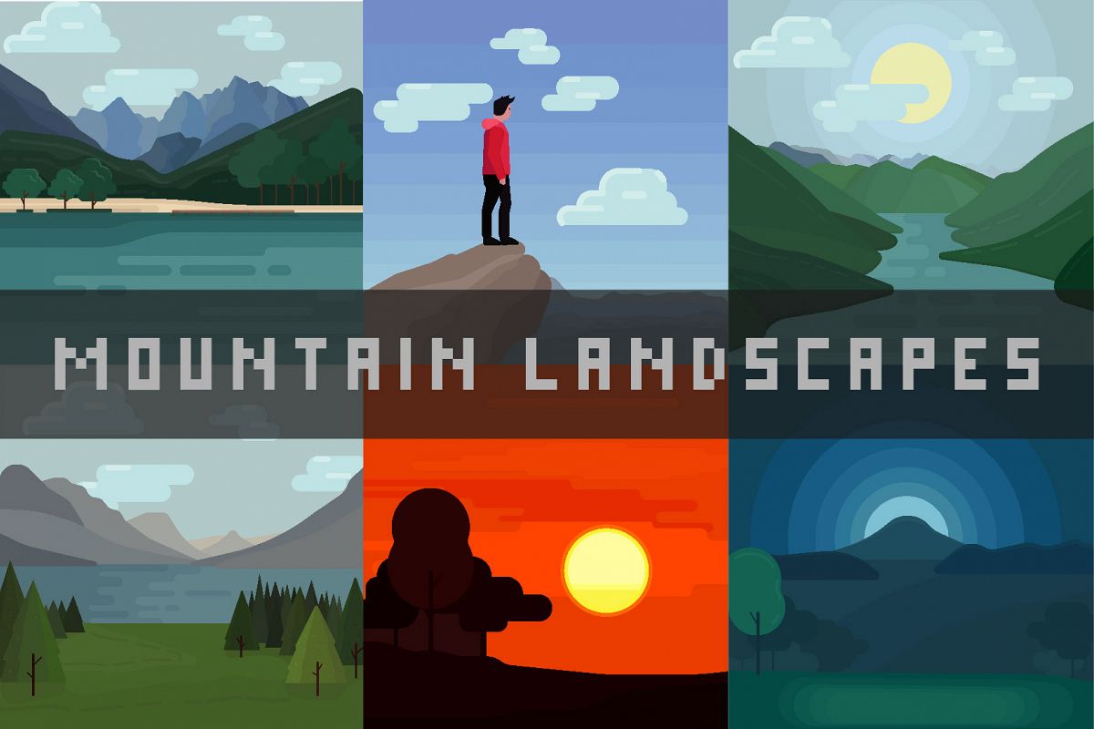 Mountain landscapes - Vector illustrations example image 1