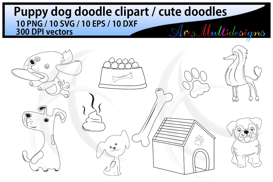 dog doodle clipart / hand drawn doodle dogs / cute puppy doodles