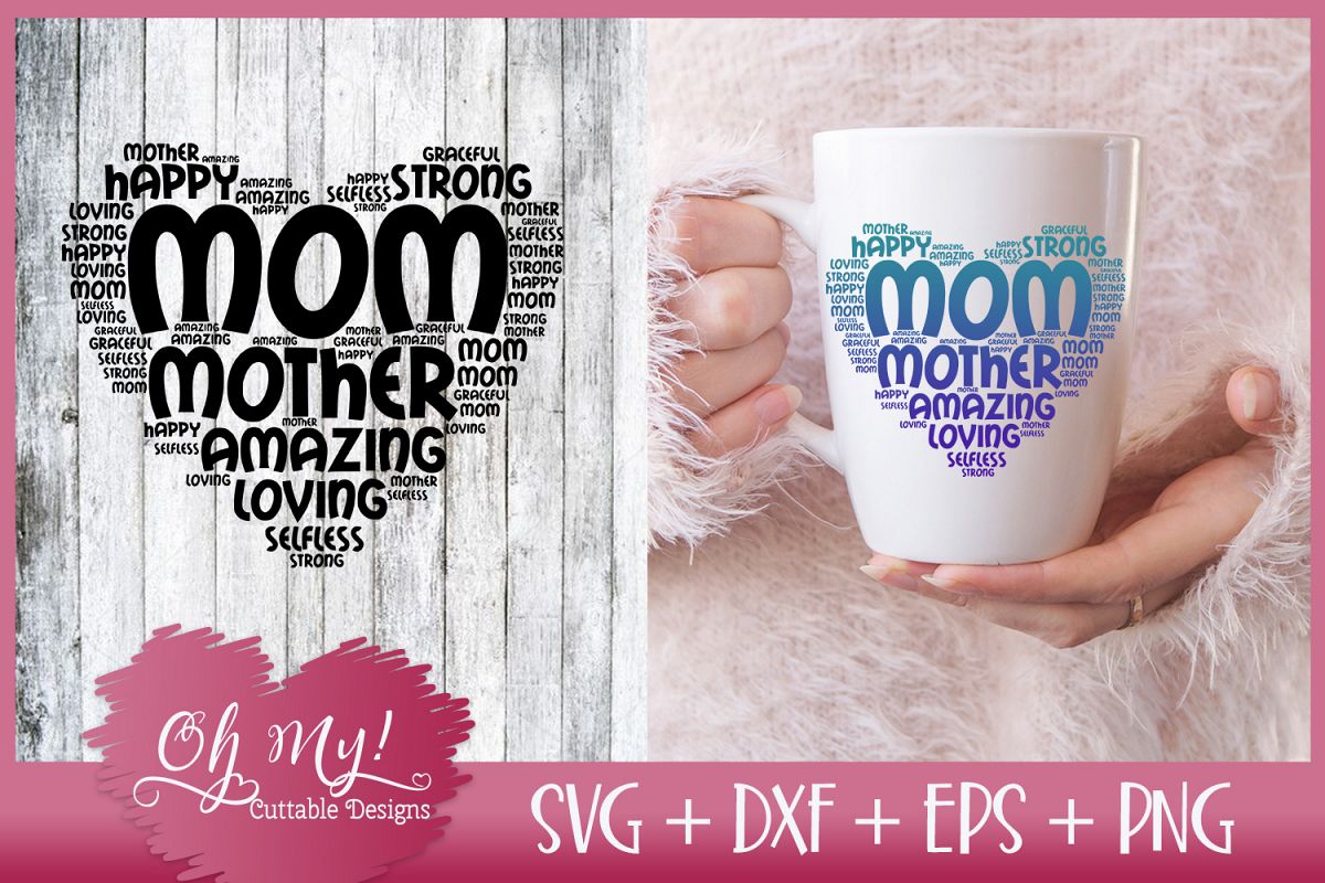 Mom Word Cloud - SVG DXF EPS PNG Cutting File example image 1