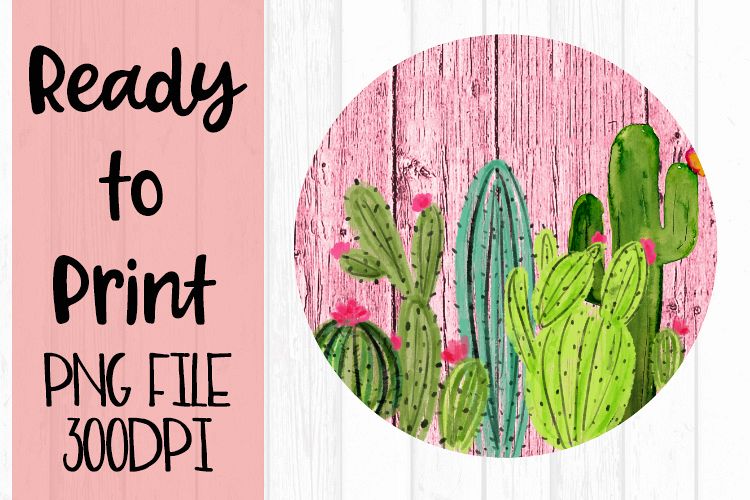 Cactus on Wood Ready to Print example image 1
