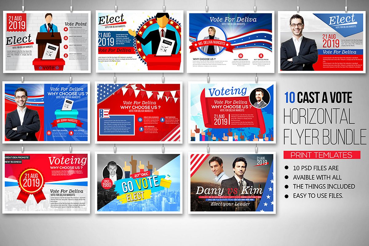 10 Horizontal Election Voting Flyers Bundle example image 1