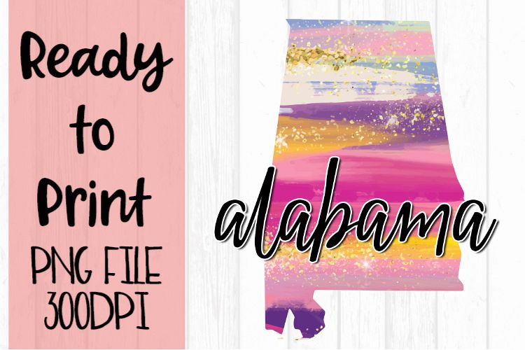 Alabama Painted States Ready to Print example image 1
