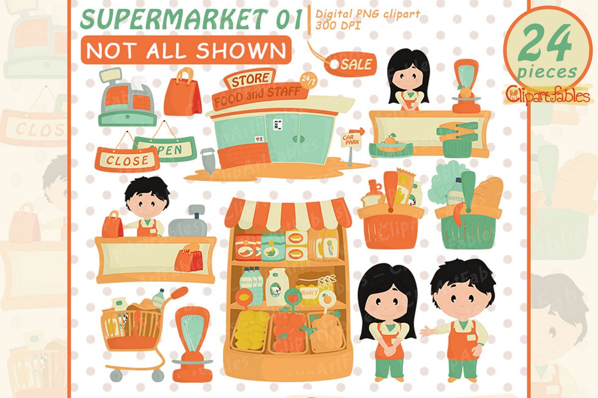 Cute supermarket clipart, Grocery clipart, Shop art- INSTANT example image 1