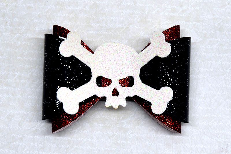 Skull Hair bow template SVG, DIY leather bow template example image 1