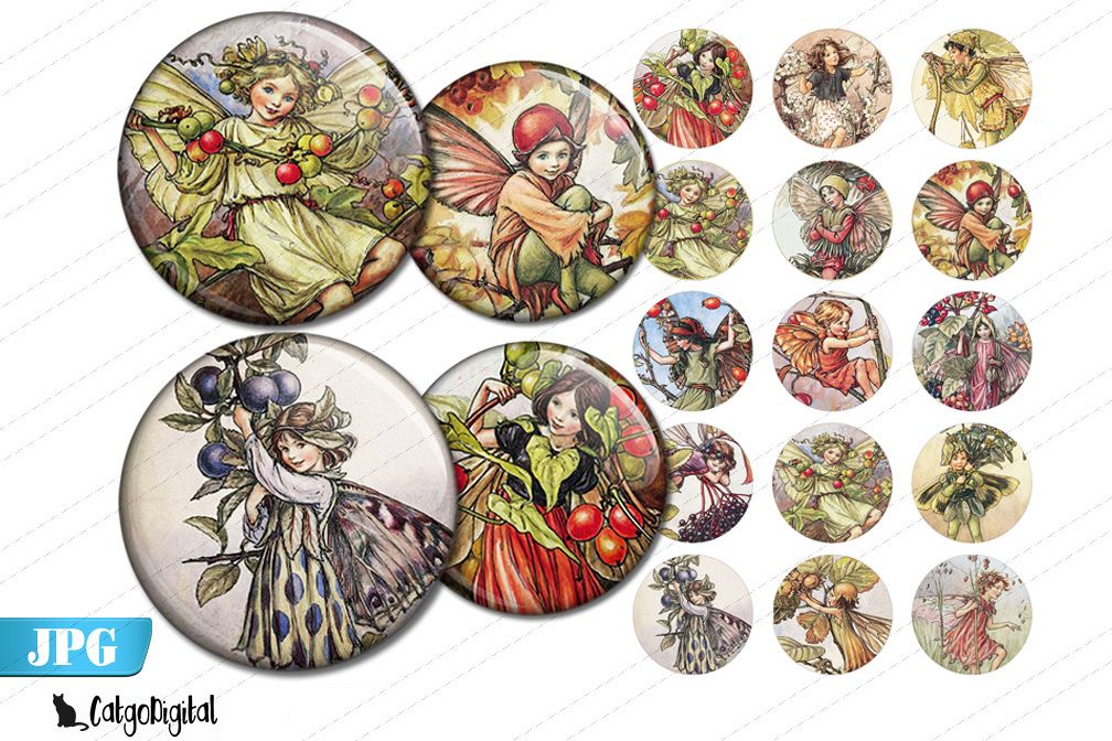 Flower Fairies printable circle bottlecap images example image 1