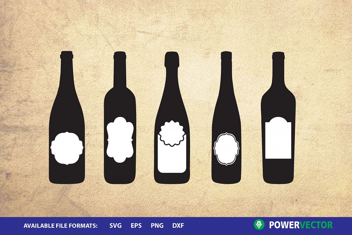 Wine Bottles Svg Clipart Files for Cricut, Silhouette example image 1
