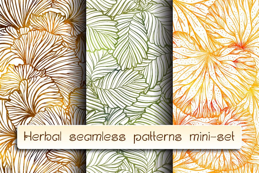 Herbal seamless patterns mini-set example image 1