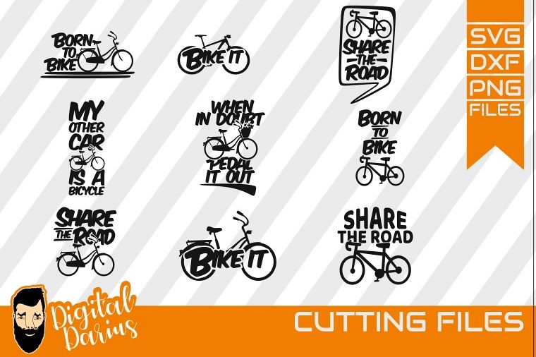 9x Bicycle Bundle svg, Bike it svg,share the road, Sport example image 1