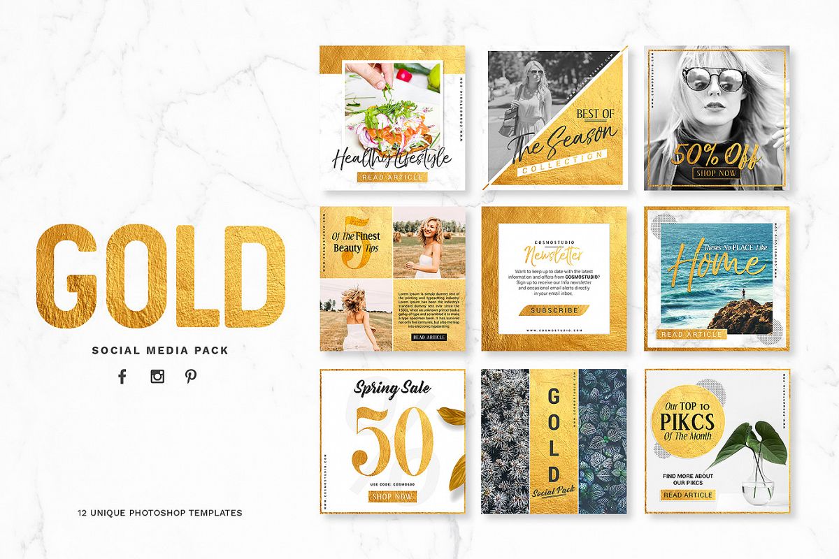 GOLD Social Media Pack example image 1