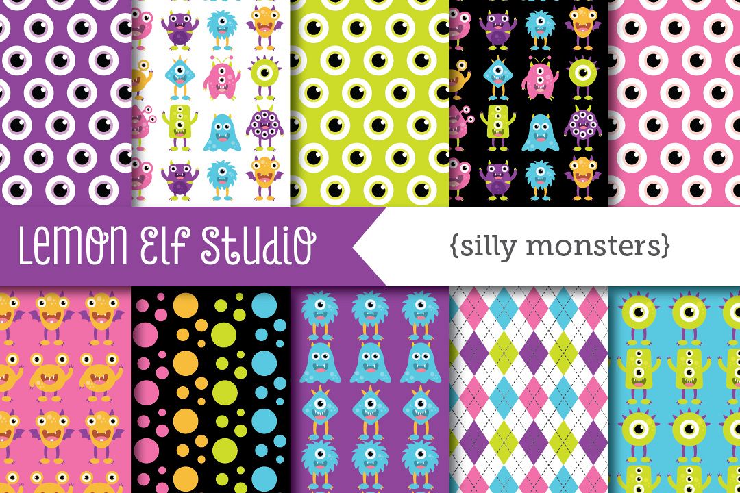 Silly Monsters-Digital Paper (LES.DP03B) example image 1