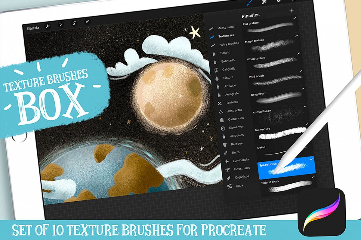 Procreate Texture Brushes Box example image 1