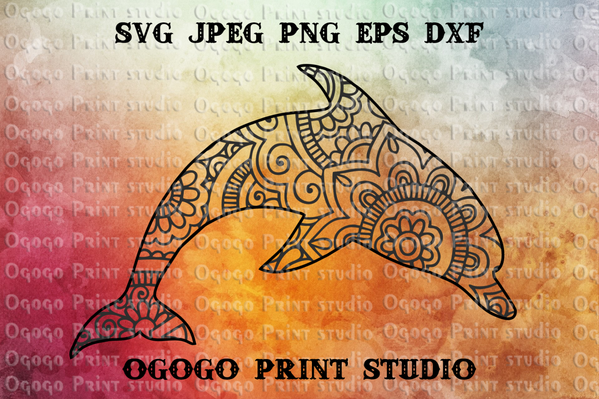 Dolphin SVG, Zentangle SVG, Sea animal SVG, Mandala svg example image 1