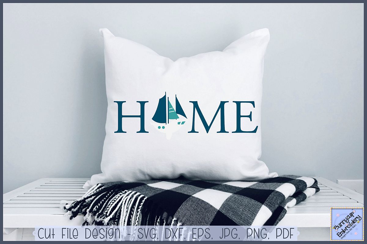 Home With Sailboat - SVG, Clipart, Printable example image 1