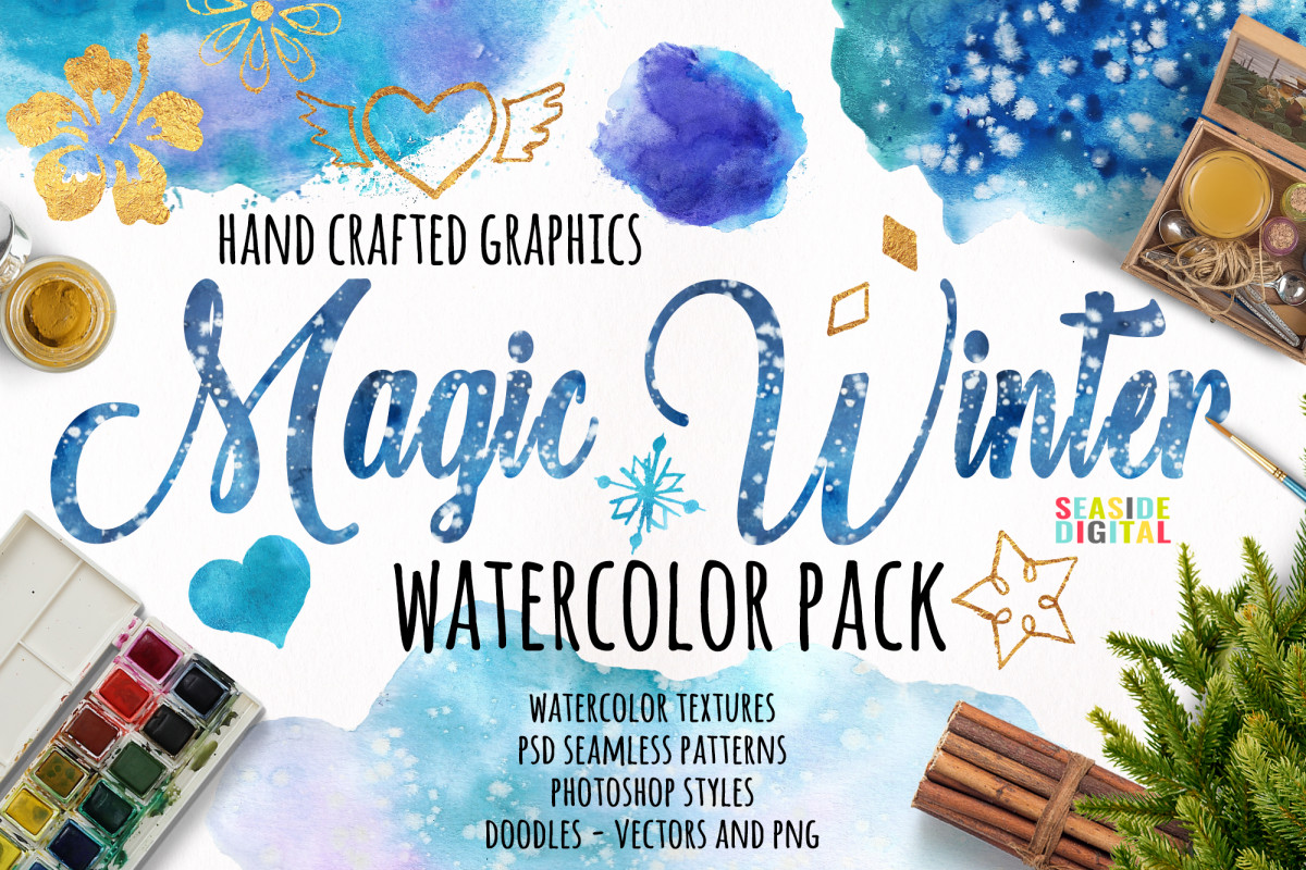 Magic Winter Watercolor Pack example image 1