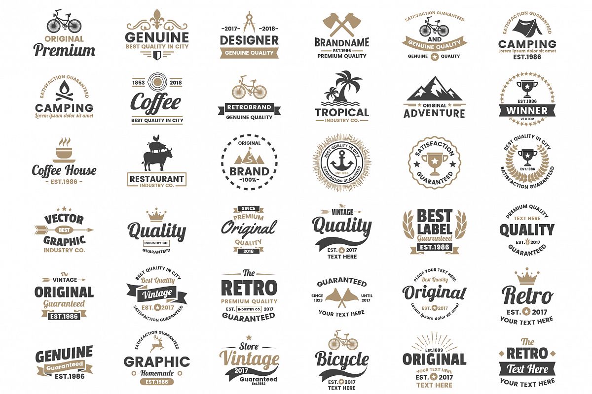 Vintage Badge & Objects Vector Set example image 1