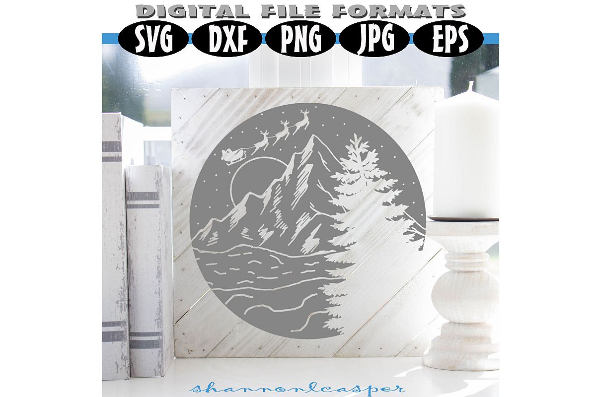 Christmas Night in the Mountains SVG example image 1