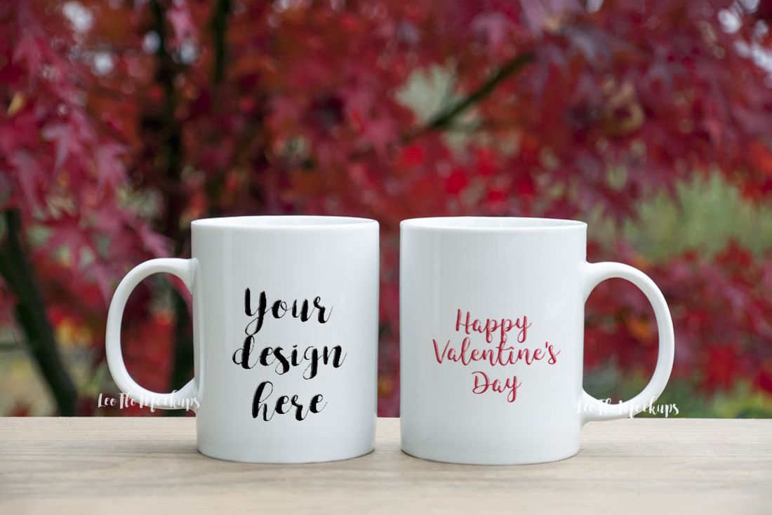 Download Two Mockup mugs, Set of 2 White mug mock up, valentine mug ...