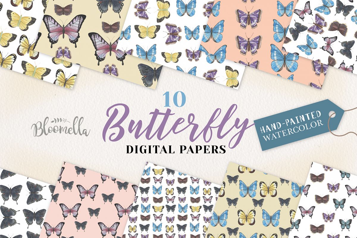 Butterfly Seamless Patterns Digital Papers Butterflies example image 1