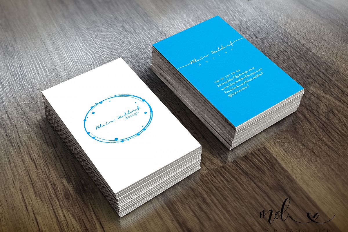 White-blue business card template example image 1