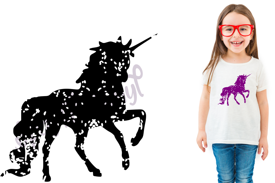 Svg Distressed Grunge Unicorn silhouette svg design files for cricut or silhouette, Vintage look unicorn example image 1