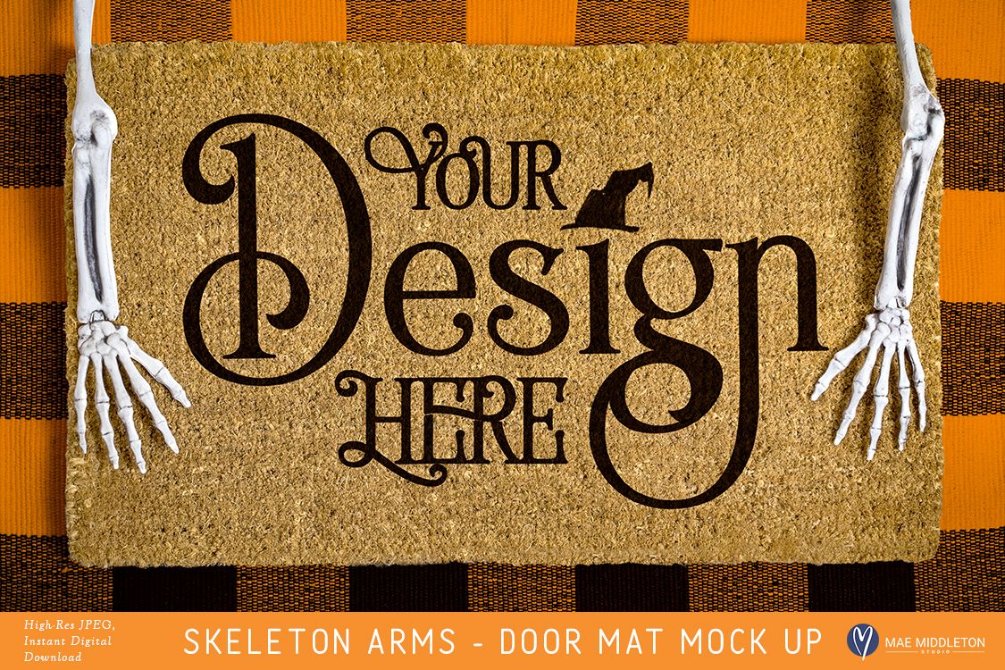Halloween Door Mat mock up, styled photo example image 1