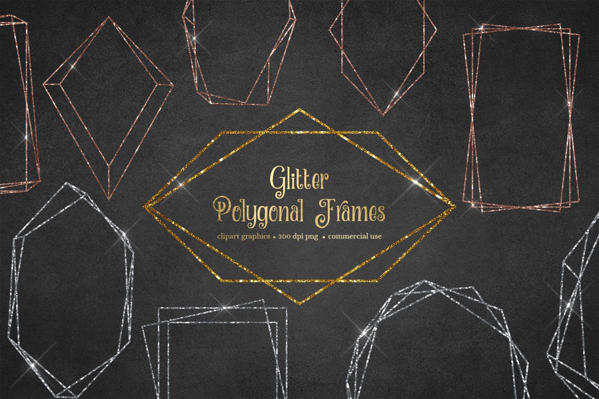 Glitter Polygonal Frames Clipart example image 1