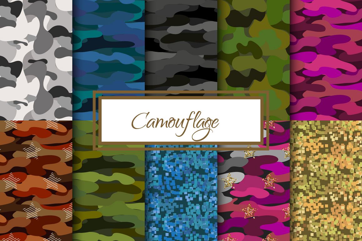 Camouflage seamless patterns example image 1