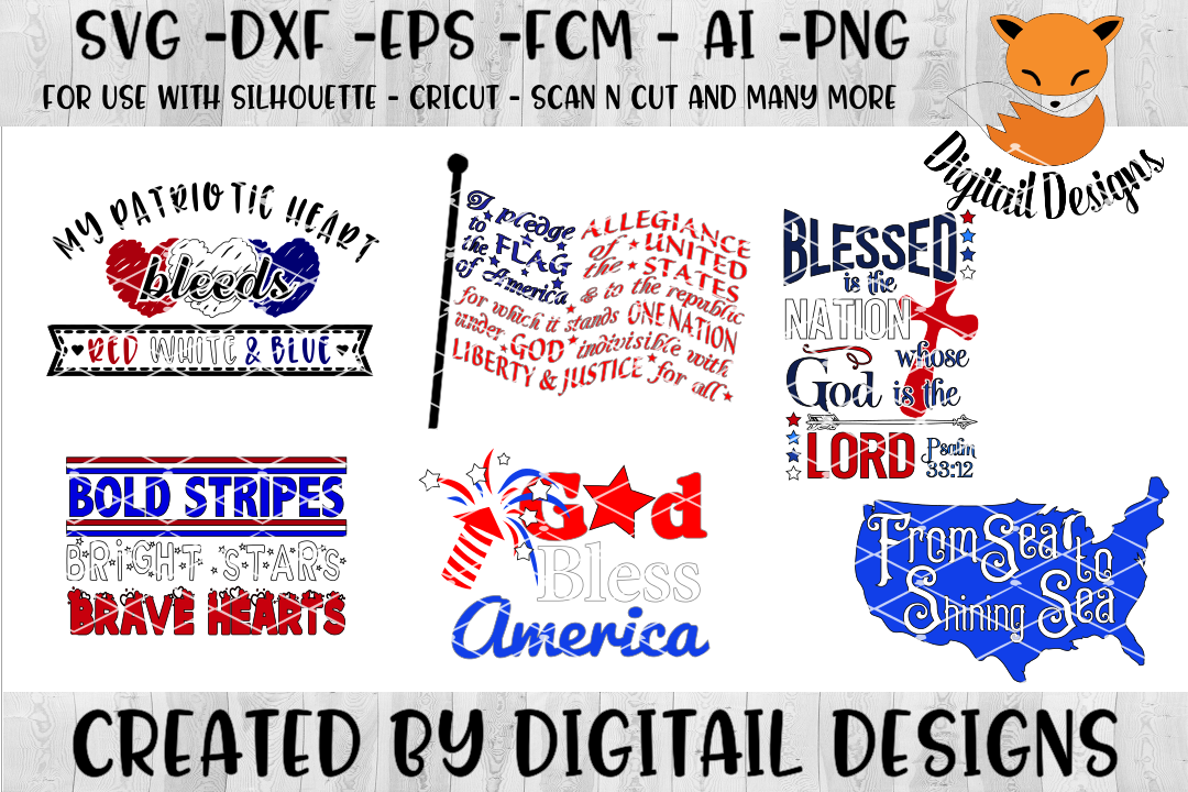 Download Patriotic SVG Bundle- png - eps - dxf - ai - fcm - Patriotic SVG - Silhouette - Cricut - Scan N ...