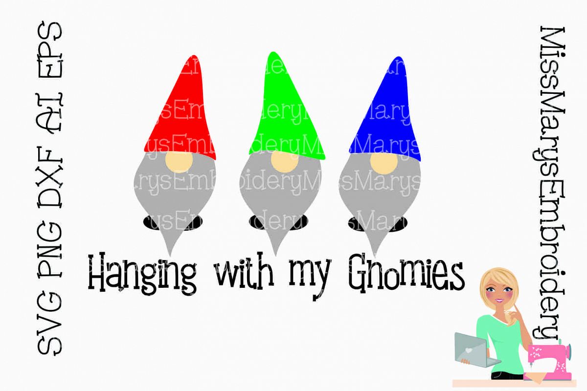 Hanging with My Gnomies SVG Cutting File PNG DXF AI EPS example image 1