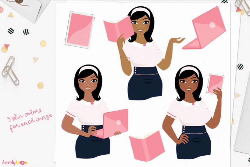 Woman teacher character clip art L118 Wendy example image 1
