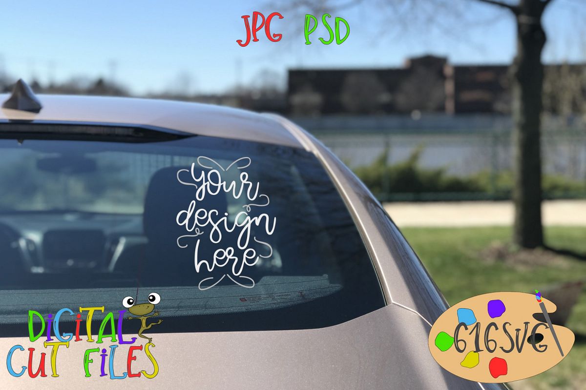 Passengers Side Windshield Mockup with Riverfront Scenery example image 1