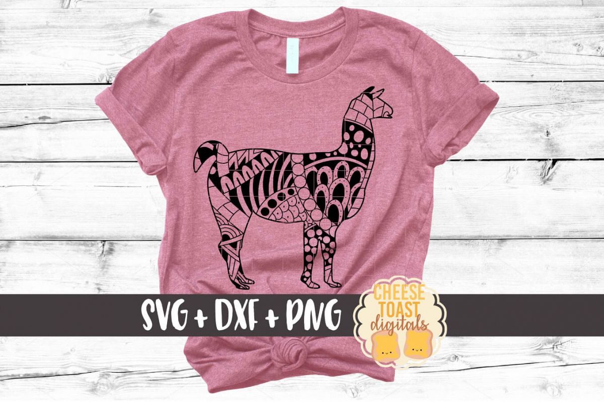 Llama - Zen Doodle Art - Animal SVG PNG DXF Files example image 1