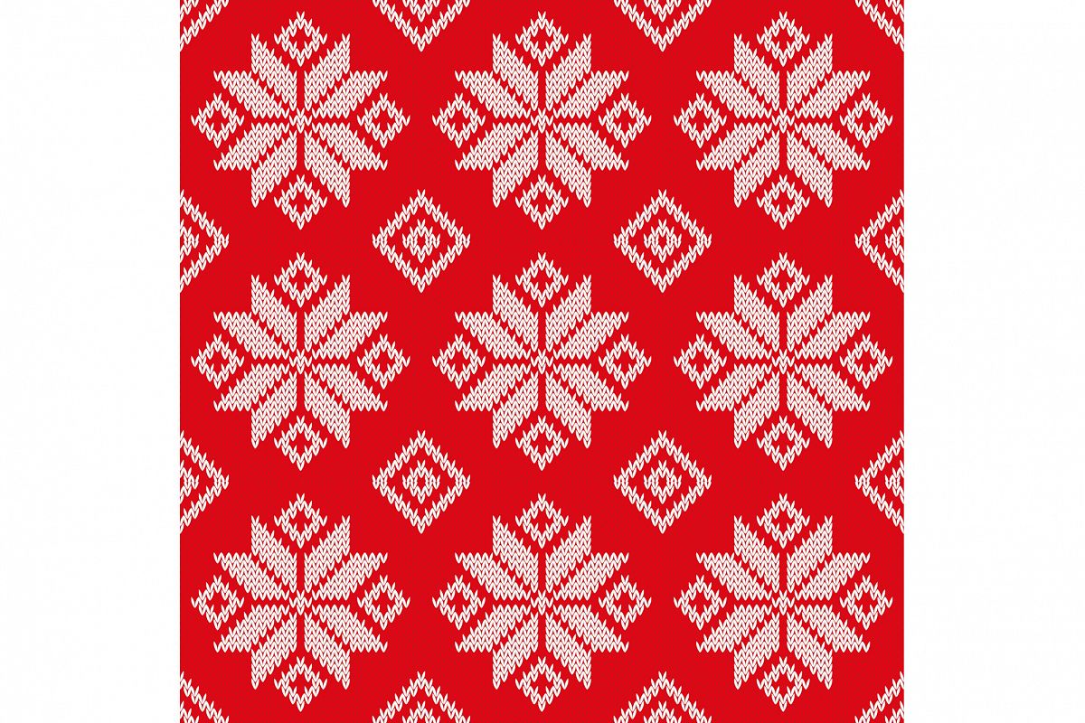 Seamless vector background with Norwegian snowflakes. Print. Cloth design, wallpaper. example image 1